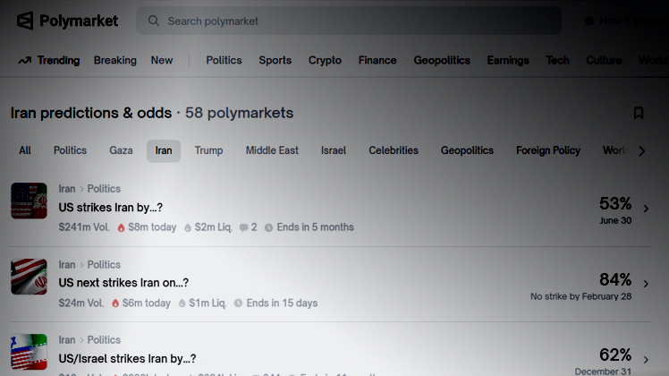הימורים על תקיפה באיראן באתר פולימרקט 