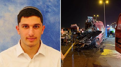 זירת התאונה ליד מחלף שורק, הלילה; אהרון פרץ שנהרג בתאונה
