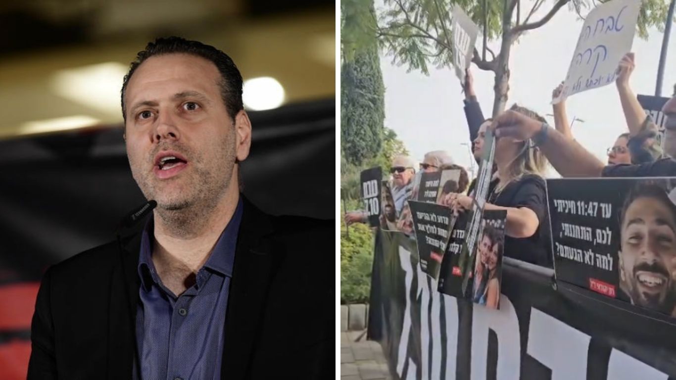 מפגינים מול ביתו של השר מיקי זוהר